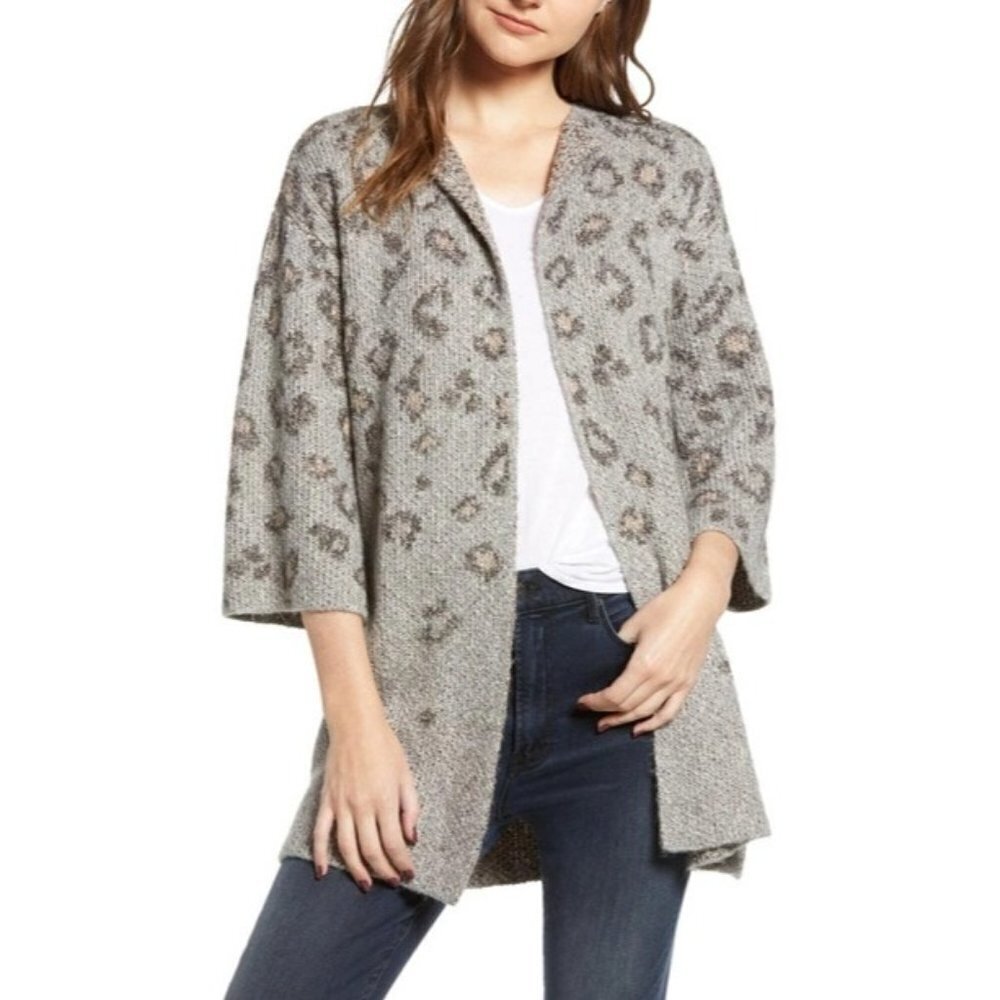 Cupcakes‎ and Cashmere Womens Medium Kline Leopard Print Cardigan Sweater $150